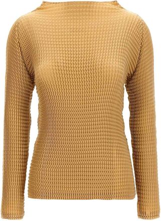 Pleats Please Issey Miyake Suede like pleats blouse