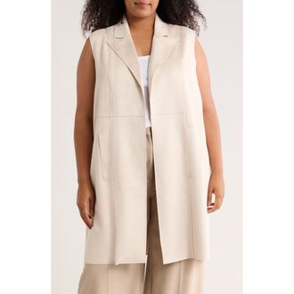 Magaschoni Faux Suede Notch Lapel Vest in Light Stone at Nordstrom Rack, Size 1 X
