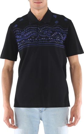 Roberto Cavalli Mens Black Regular Fit Polo Shirt, Size X-Large