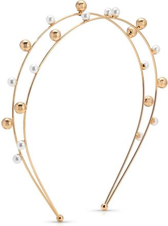 Ettika Faux Pearl Bubble Headband in Gold at Nordstrom