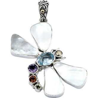 Samuel B. Butterfly Pendant in Silver/Mop/Multi Stone at Nordstrom Rack