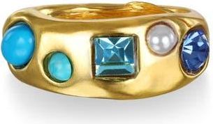 Sequin Rococo Crystal & Faux Pearl Ring in Turquoise at Nordstrom, Size 9