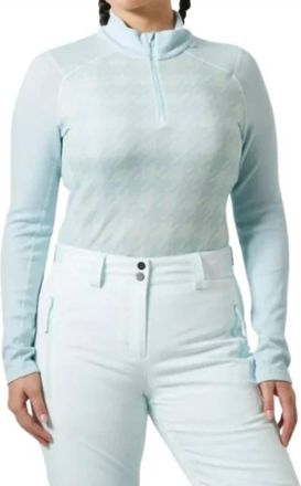 Helly Hansen Womens Lifa Merino Midweight Graphic 1/2 Zip Pullover In Barely Blue Houndstooth Aop