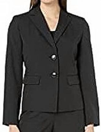 Le Suit 2 Button Notch Collar Blazer In Black
