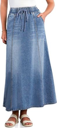 Wash Lab Denim Tie Waist Denim Skirt in Star Blue at Nordstrom, Size X-Large