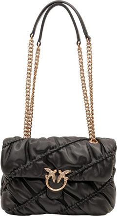 Pinko Love Puff Crinckle Sheep Nappa - Dames - Schoudertassen - Zwart - ONE Size - Leer - Tassen