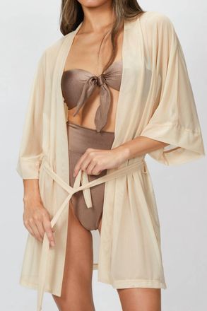 Beth Richards Mesh Kimono In Sand