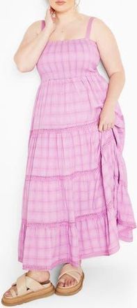 City Chic Dakota Tiered Maxi Sundress in Violet at Nordstrom Rack, Size Xxl/24W