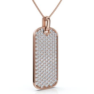 Pompeii3 Mens 1ct Diamond Dog Tag Pendant 14k Gold Necklace Lab Grown 18 Chain