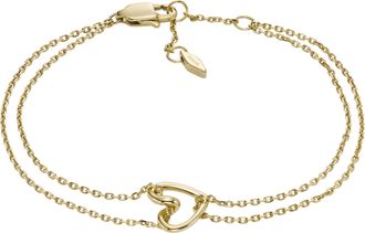 Fossil Womens Sawyer Open Heart Gold-Tone Stainless Steel Chain Bracelet