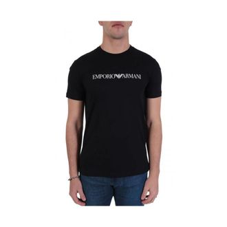 Emporio Armani Pima-jersey T-shirt met logo-opdruk - Heren - T-shirts - Blauw - XL - Katoen - Tops