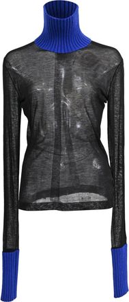 Maison Margiela Sheer Turtleneck Top in Black Viscose