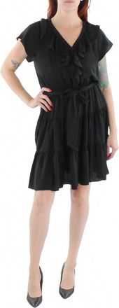 Ralph Lauren Ruffled Short Mini Dress In Black