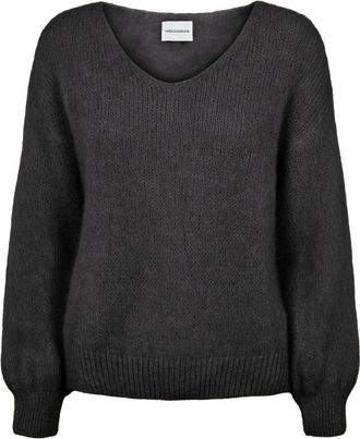 Americandreams Milana LS Alpaca Pullover - Dames - V-hals truien - Zwart - M - Wol - Truien & Vesten