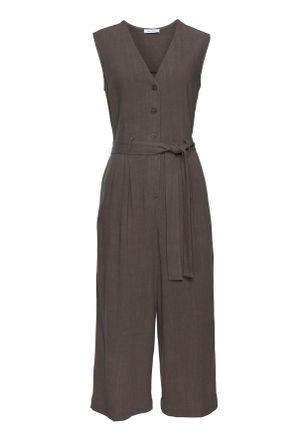 Lascana Overall LASCANA, Damen, Gr. 34, N-Gr, gr&uuml;n (khaki), Web, Obermaterial: 85% Viskose, 15% Leinen, unifarben, figurumspielend lang, V-Ausschnitt, Overall