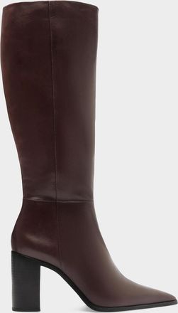 Schutz Mikki Up Leather Block-Heel Knee-High Boots