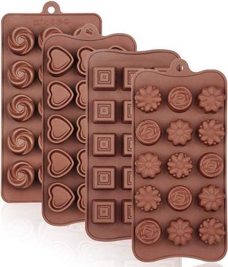OEM Juego De Moldes Para Chocolate, 4 Piezas, Silicona Apta Para Alimentos, Sin Bpa, Multifuncional, Para Chocolates, Cubitos De Hielo, Reposter&iacute;a