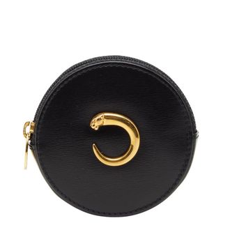 Cartier Gold Black Leather Coin Purse/Coin Case (Pre-Owned)