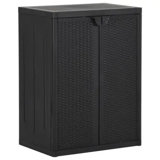 Berkfield Home Garden Storage Cabinet Black 65x45x88 cm PP Rattan | Size: 65 x 45 x 88 cm