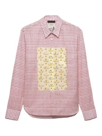 Prada check-pattern floral-print shirt - men - Cotton/Mother of Pearl - L - Red
