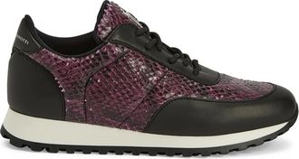 Giuseppe Zanotti Jimi leren sneakers met slangenleer-effect - Zwart