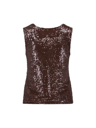 Parosh Sequin-Embellished Tank Top - Brown