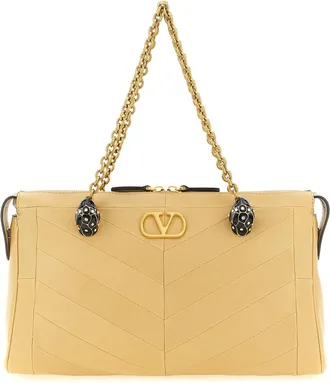 Valentino Garavani Beige Lamb Leather Shoulder Womens Bag