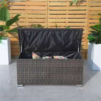 Direct Wicker 243L Aluminum Outdoor Large Rattan Deck Storage Box for Patio, Yard, Brown(L122 x H56 x W56) in Brown | Size: Small