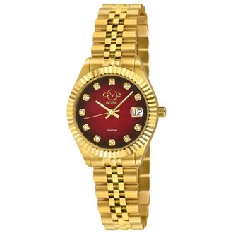 Gevril Group Naples Quartz Diamond Red Dial Ladies Watch 12411