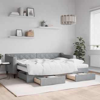 vidaXL Vidaxl - Sof&aacute; Cama Nido Con Cajones Tela Gris Claro 80x200 Cm