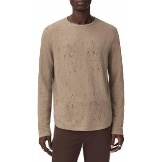 John Varvatos Vera Distressed Jacquard Long Sleeve Crewneck T-Shirt in Haze Grey at Nordstrom, Size Xx-Large