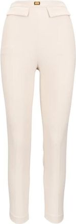 Elisabetta Franchi Cropped Broeken - Dames - Vrijetijds broeken - Beige - L - Leer - Broeken
