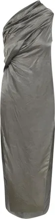 Rick Owens Dark Grey One Shoulder Maxi Dress