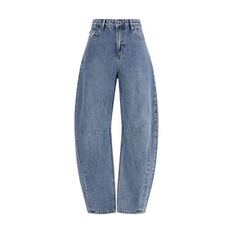Self Portrait Blauwe Katoenen Relaxed Fit Jeans