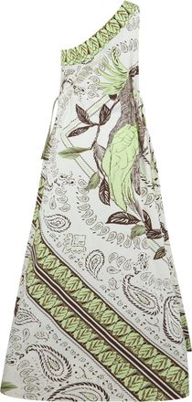 Tory Burch Womens One-Shoulder Dress Mint-Kakatu Cotton Mint/kakatu