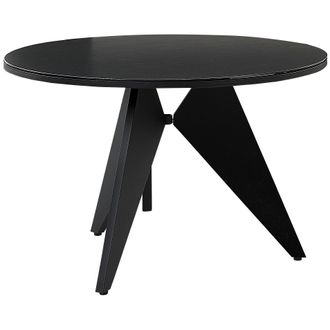 Beliani Beliani - Mesa De Jard&iacute;n De Metal Negro 110 Cm Moderno Comedor Exterior Olmetto