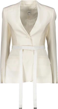 Burberry Gestructureerde Blazer met Twee Knopen - Dames - Blazers - Wit - 2XS - Wol - Jassen