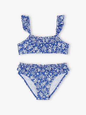 Vertbaudet M&auml;dchen Bikini Capsule Bademode Team Familie blau bedruckt
