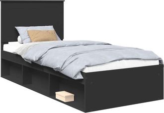 vidaXL Estructura De Cama Negro 90 X 200 Cm Madera De Pino Macizo Vidaxl