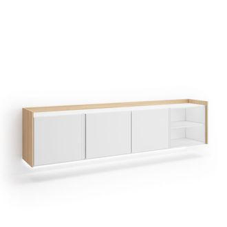 Skraut Home Mueble tv efecto madera blanco y roble 207x35x50cm colgado