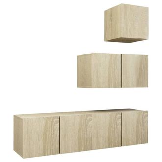 Berkfield Home 4 Piece TV Cabinet Set Sonoma Oak Engineered Wood in Light Tan