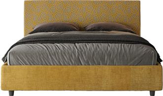 ITYhome Letto Matrimoniale Rivestito In Tessuto Era - Arla - Tipologia Letto: Alzata Doppia - Colore: Giallo/giallo - Dimensione Rete: 160x190
