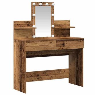 Berkfield Home Dressing Table with Mirror&LED Lights Old Wood Engineered Wood in Brown