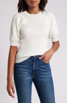 Wit & Wisdom Short Sleeve Rib Sweater in Off White at Nordstrom Rack, Size X-Large