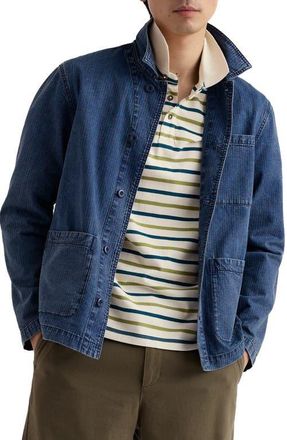 Seasalt Cornwall Balefire Stripe Organic Cotton Piqu&eacute; Polo in Duet Breton Grasshopper at Nordstrom, Size Xx-Large