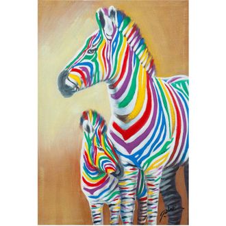 Biscottini International Cuadro &Oacute;leo Sobre La Tela Pintado A La Mano Zebre