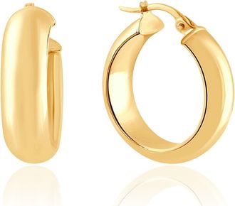 Pompeii3 14k Yellow Gold 5.5mm Small Designer Hoops Womens Earrings 3/4 Tall 2.30grams