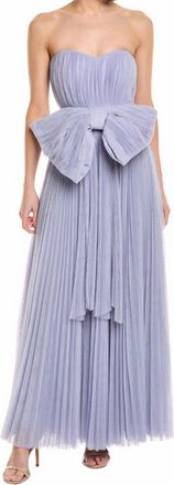 Hutch Cataline Strapless Bow-Front Pleated Tulle Gown In Lavender