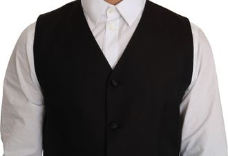 Dolce & Gabbana Black Silk Dress Mens Waistcoat