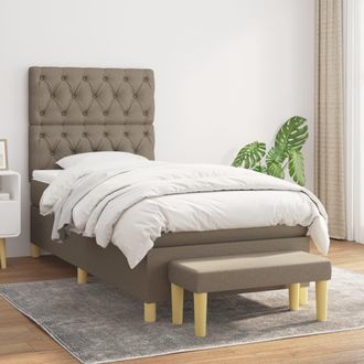 vidaXL Vidaxl - Cama Box Spring Con Colch&oacute;n Tela Gris Taupe 80x200 Cm
